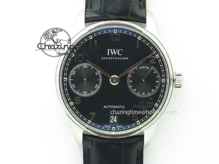 MIROTIME 0423 Portuguese Real PR IW500127 RG ZF 1:1 Best Edition Grey Red Dial On Brown Leather Strap A52010 V AllSeason 7331